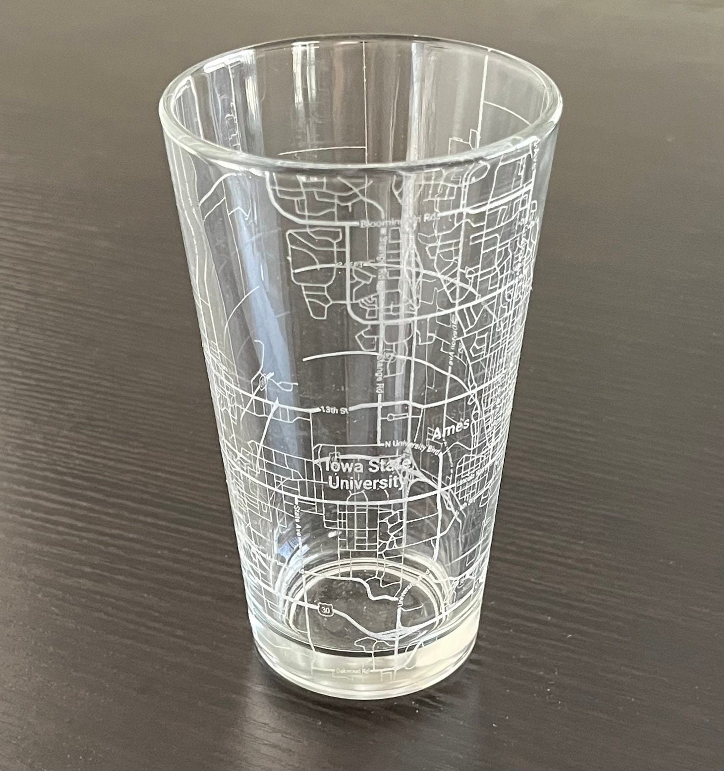 16 oz Pint Beer Glass Urban City Map Ames, IA