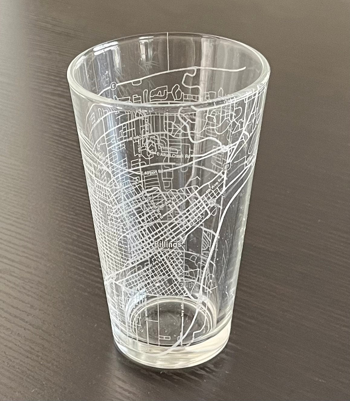 16 oz Pint Beer Glass Urban City Map Billings, MT