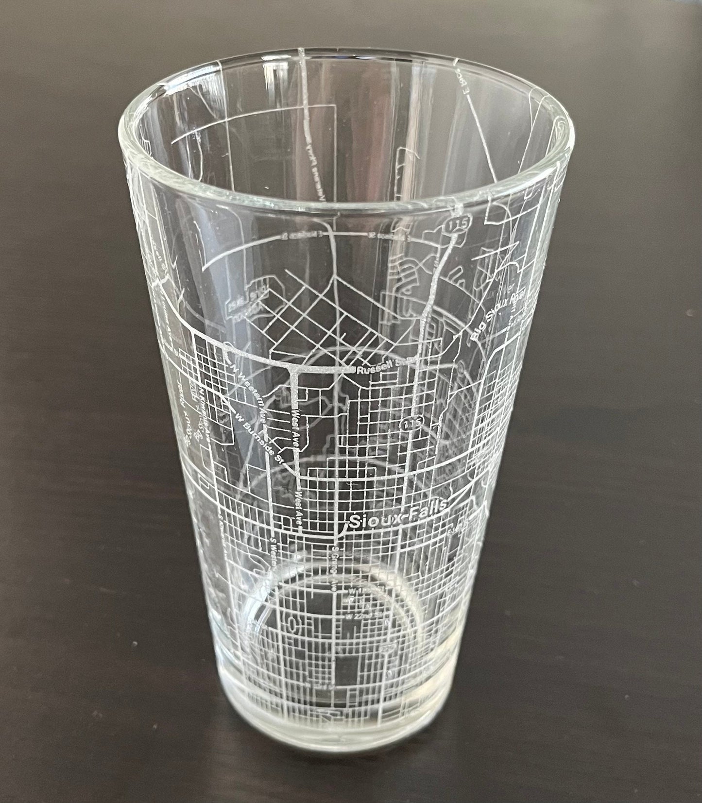 16 oz Pint Beer Glass Urban City Map Sioux Falls, SD