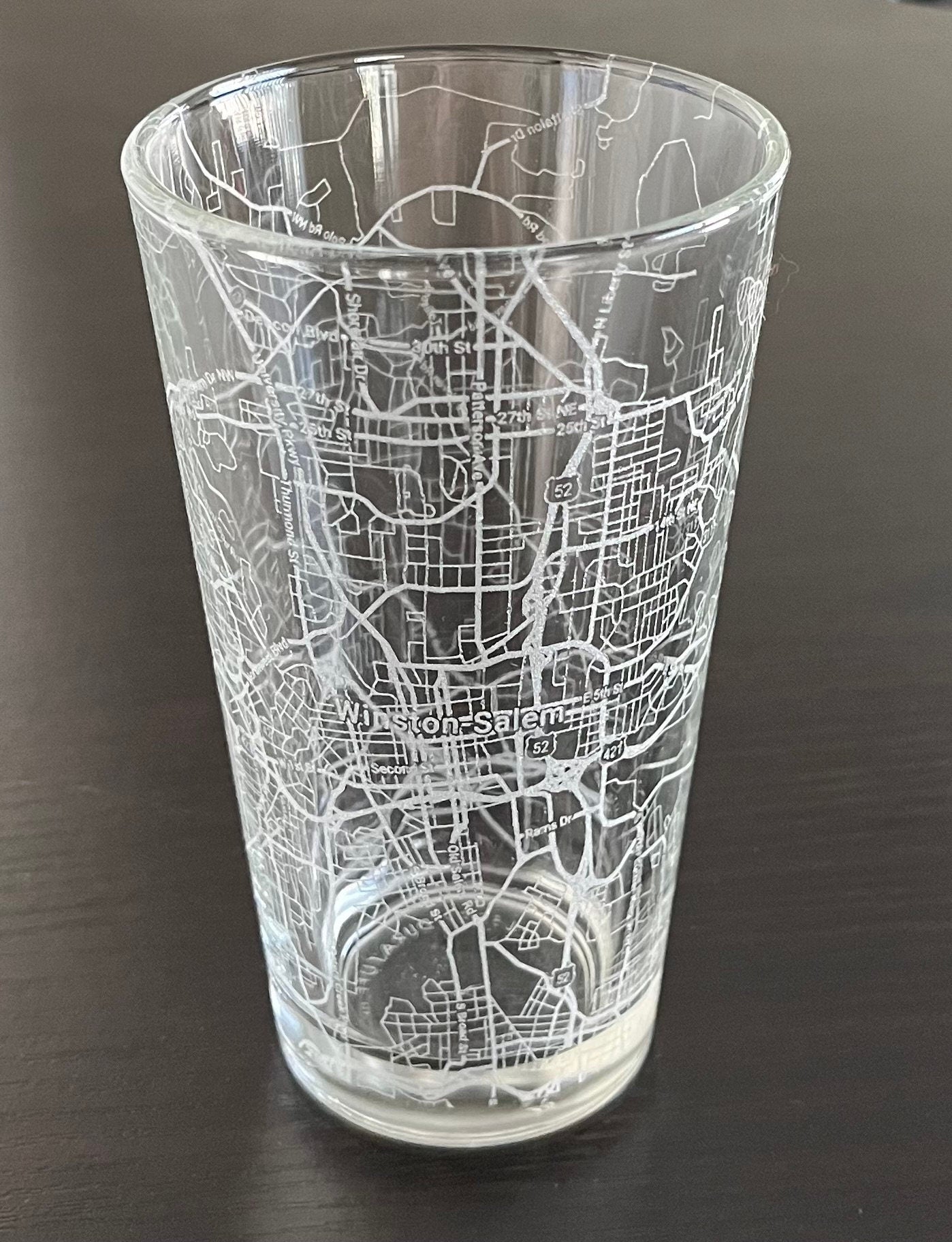 16 oz Pint Beer Glass Urban City Map Winston-Salem, NC