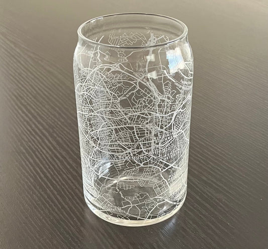 16 oz Beer Can Glass Urban City Map Arlington, VA