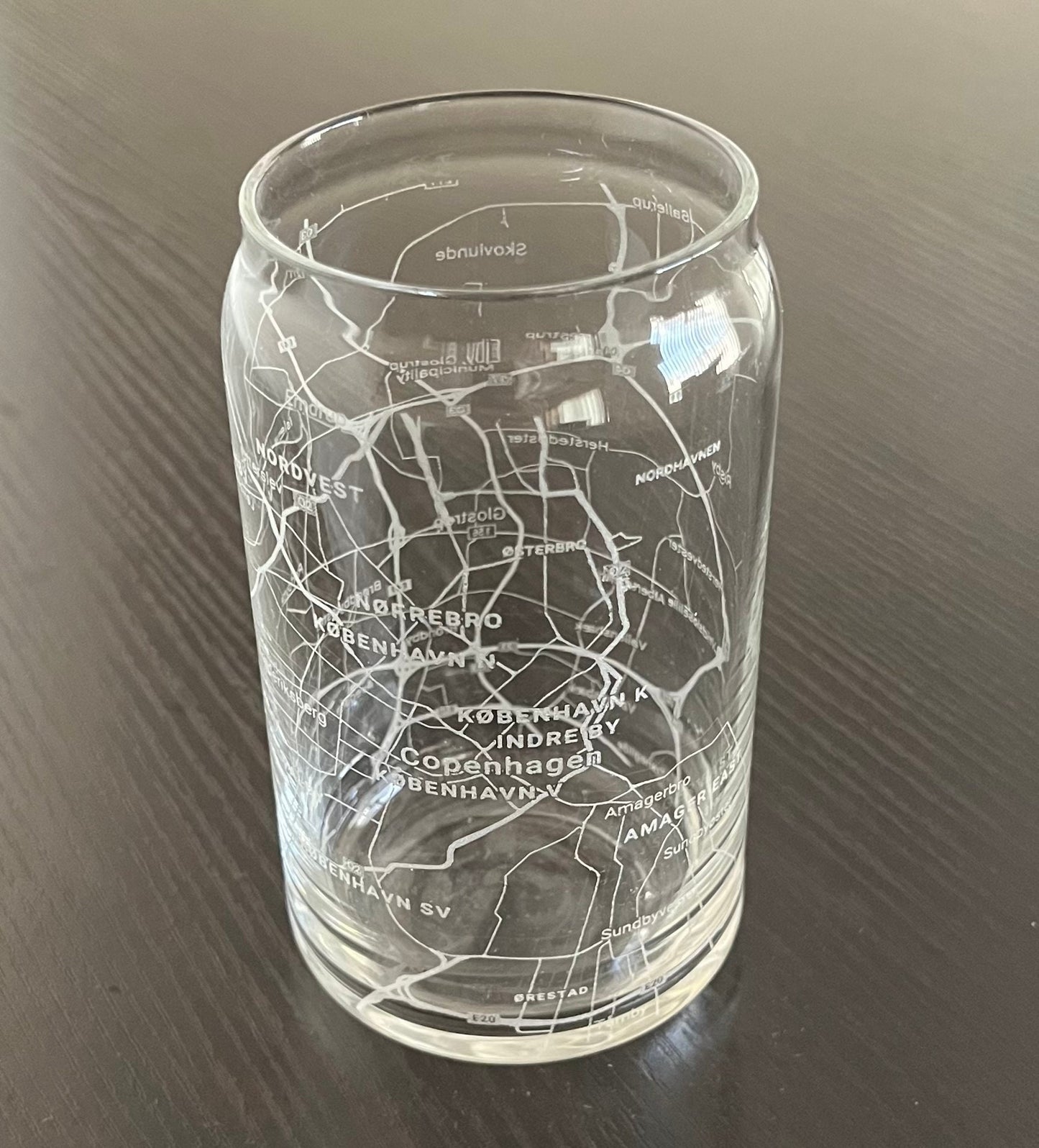 16 oz Beer Can Glass Urban City Map Copenhagen, Denmark