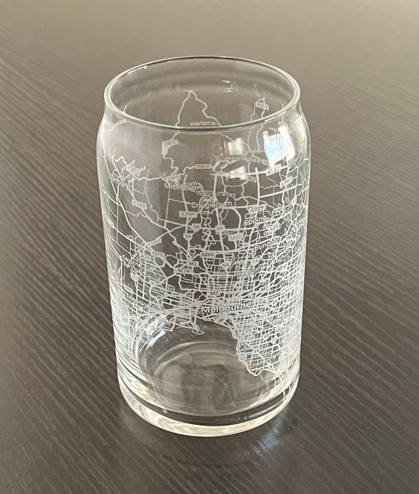 16 oz Beer Can Glass Urban City Map Melbourne VIC, Australia