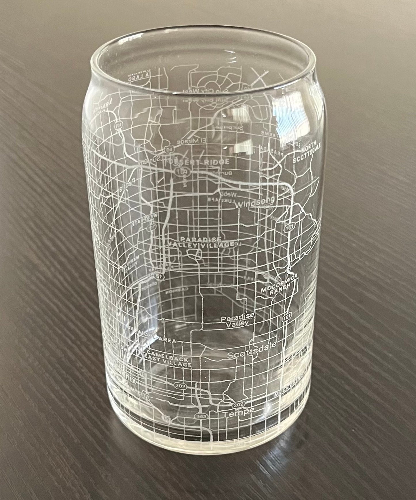 16 oz Beer Can Glass Urban City Map Scottsdale, AZ